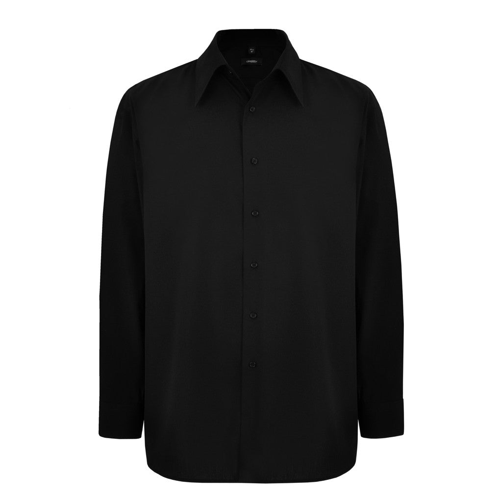 Disley CF922 Polycotton Black Long Sleeve Button-Down Mens Uniform Shirt