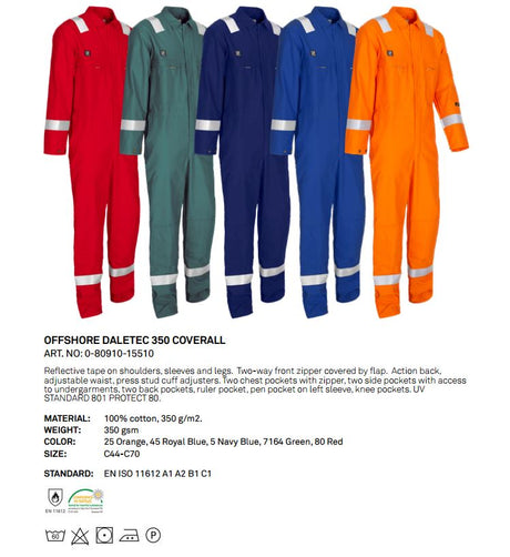 Wenaas 80920-15511 Offshore Hi Vis Flame Resistant Daletec Overall Work FR Coverall