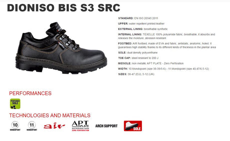 Cofra Dioniso Ant-Static Breathable Steel Toe Cap S3 Safety Shoe