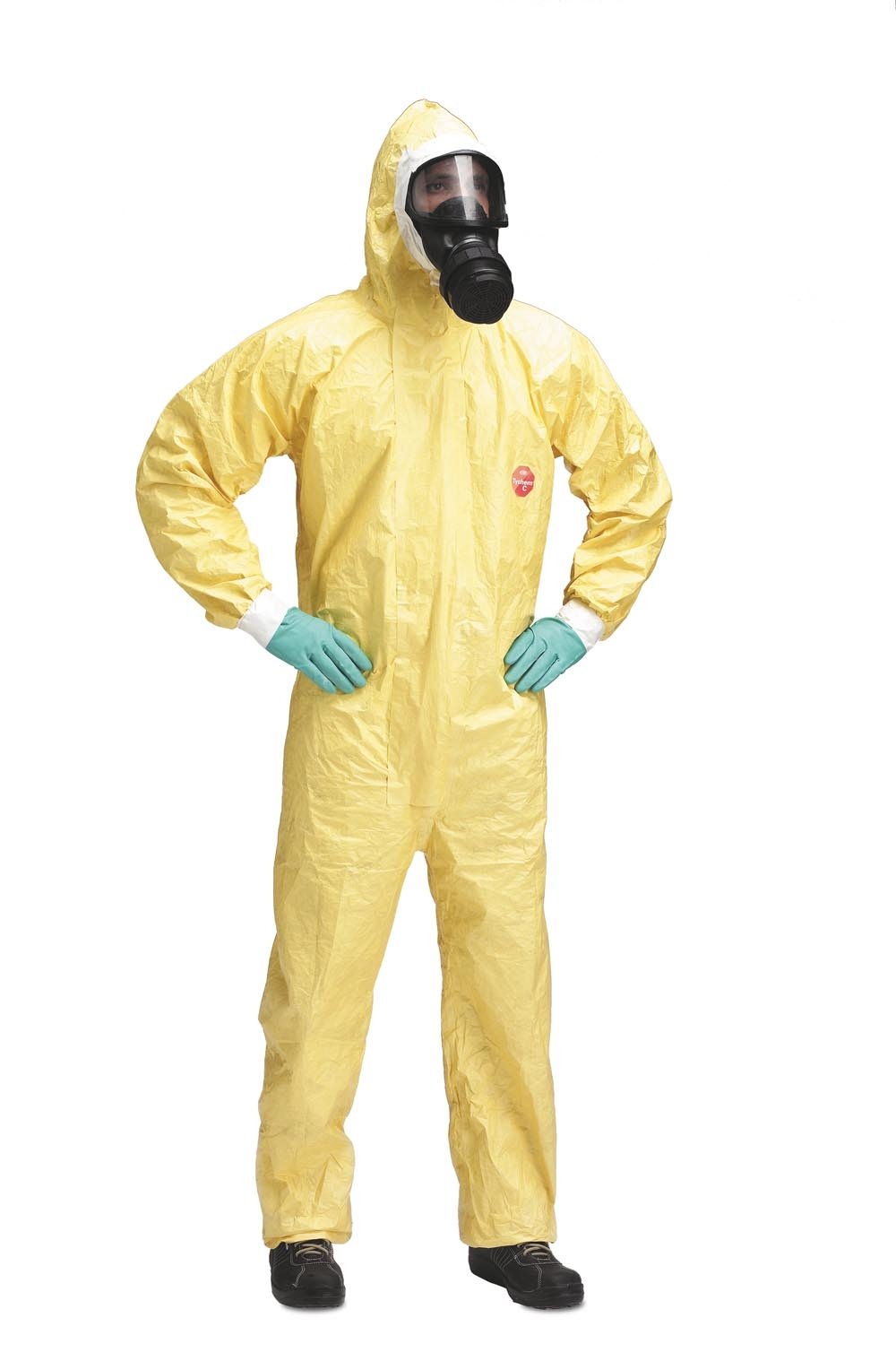 DuPont Tychem C Coverall Yellow Hooded Over-taped Seams Cha5