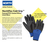 Honeywell NorthFlex Cold Grip NF11HD Insulated Nylon Winter Gloves w/Black PVC