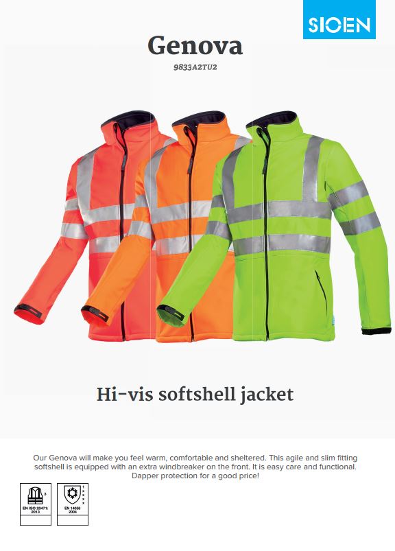 Sioen Genova 9833 Hi Vis Lightweight Windproof Softshell Yellow Jacket