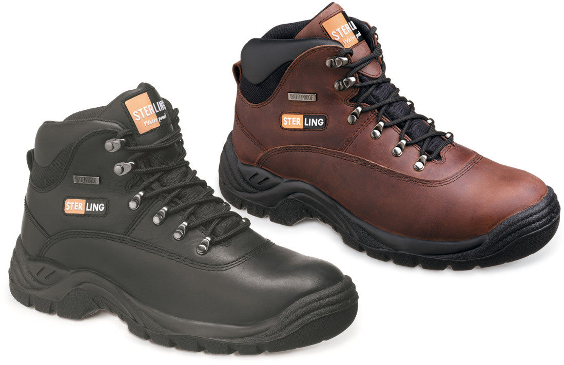 Sterling SS812SM Unisex Steel Toe Cap Waterproof Safety Hiker Boot - Black or Brown