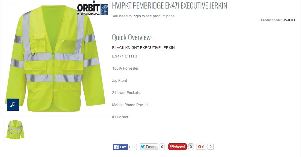 Orbit Pembridge Long Sleeve High Vis Yellow Jacket HVJPKT
