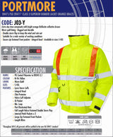 Leo Workwear Portmore J03-Y Hi Vis Orange Brace Superior Bomber Jacket - Yellow