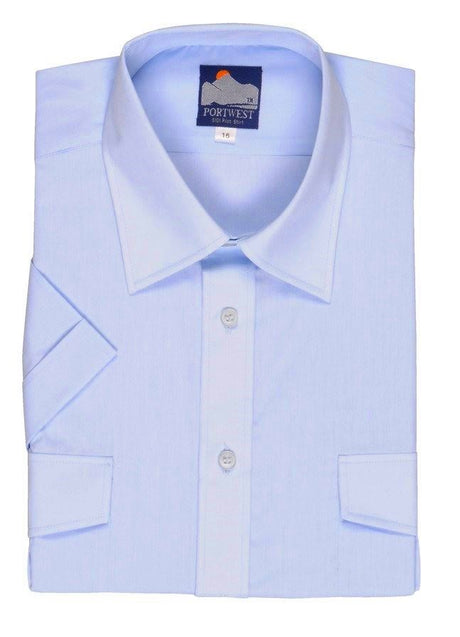 Portwest S101 Blue Pilot Short Sleeve Shirt Size 17" Blue