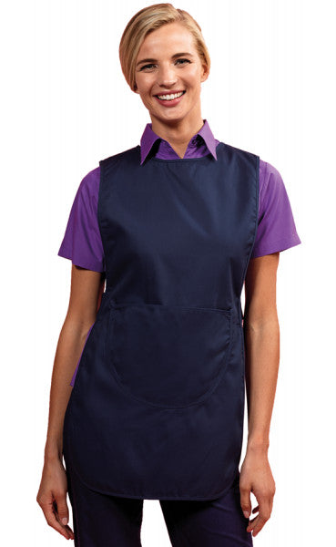 Premier PR172 Polycotton Caretaker Navy Ladies Long Pocket Tabard, Size - M