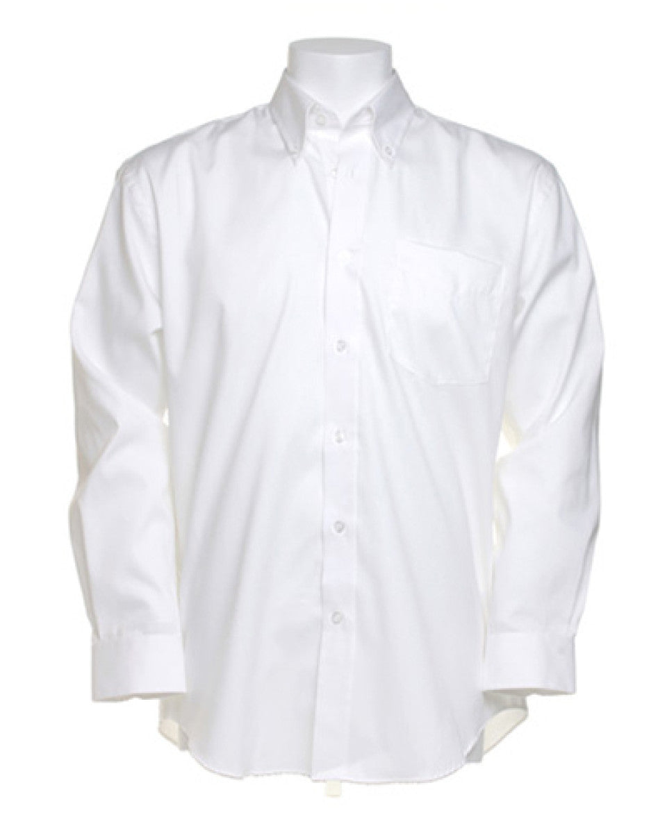 Kustom Kit KK105 Button Down Collar Long Sleeve Collar White Shirt