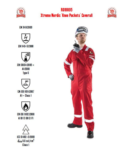 Roots Flamebuster Extreme Hi Vis Red Flame Resistant Coverall RO19095