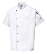 Portwest Cardiff Chef Jacket C731 Short Sleeves Polycotton White