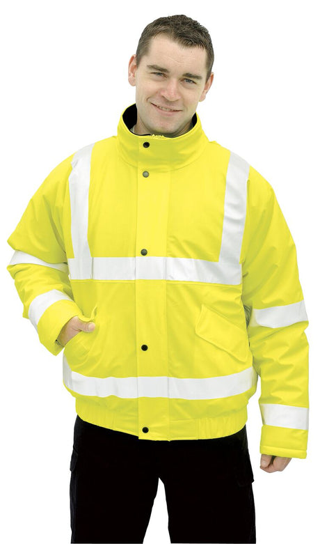 Portwest S498 Sealtex Ultra Waterproof PU Coated Hi Vis Rain Bomber Jacket, Size Small