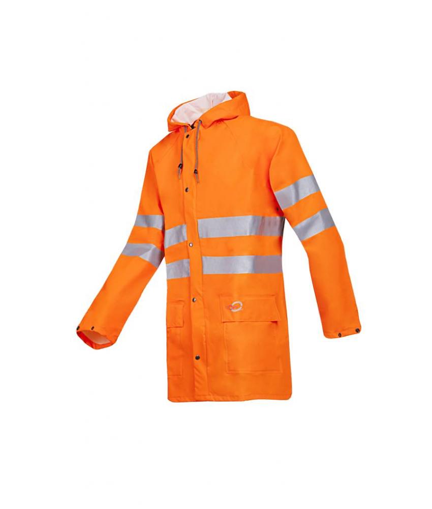 Sioen Unzen 3720 Waterproof Hi Vis Flexothane Unlined Orange Hooded Rain Jacket