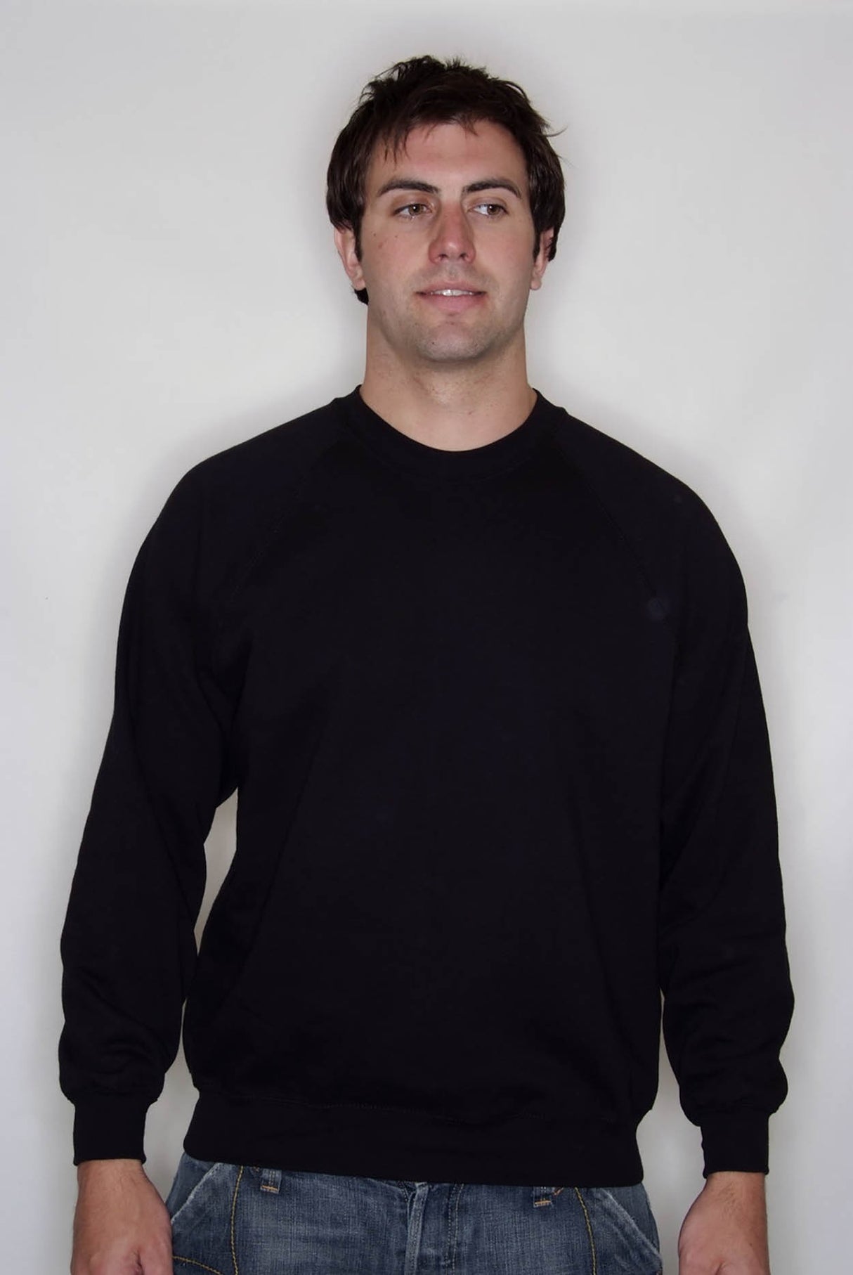 Fruit of the Loom SS8 Men Sweatshirt Reglan Sleeve Black