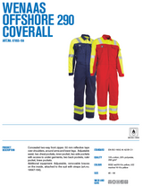 Wenaas 87855-156 FR Coverall Flame Retardant Boiler Suit Red Yellow 290gm