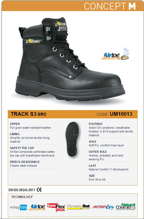 U-Power Track Unisex Safety Boots Composite Toe Cap S3 SRC