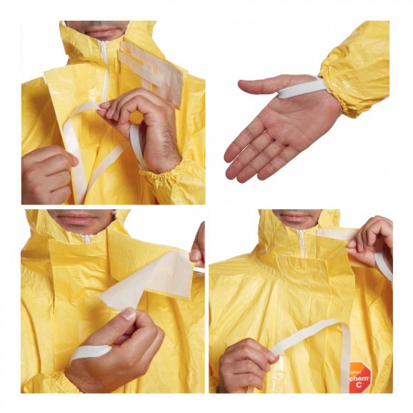 DuPont Tychem C Coverall Yellow Hooded Over-taped Seams Cha5