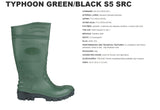Cofra Typhoon Resistant To Mineral Oils Hydrocarbons S5 Green PVC Safety Wellington