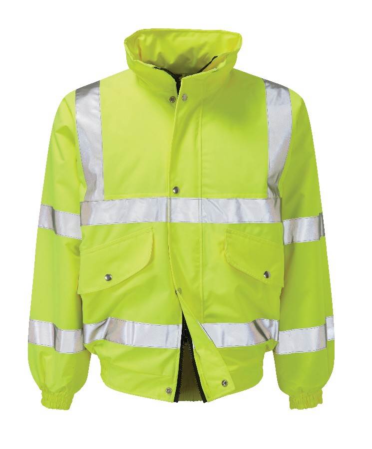 Orbit FWEBJ Valiant Hi Vis Polyester PU Coated Quilt Lined Rainwear Work Bomber Jacket