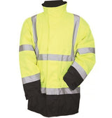 Eurox Aqua Hi Vis Waterproof Rain Jacket Flame Retardant Antistatic Parka With Removable Quilted Lining