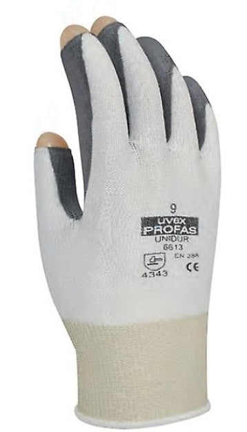 Uvex Unidur 6613 White/Grey Fingerless Glove Cut 3 Protection